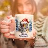 Tiger with Santa Hat Personalized Mug, Winter Forest Christmas Gift With Custom Name and Date Tiger with Santa Hat Personalized Mug, Winter Forest Christmas Gift With Custom Name and Date