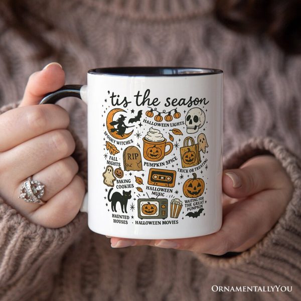Tis the Season Retro Spooky Halloween Personalized Mug, Autumn Vibes Essentials Gift with Custom Name Tis the Season Retro Spooky Halloween Personalized Mug, Autumn Vibes Essentials Gift with Custom Name