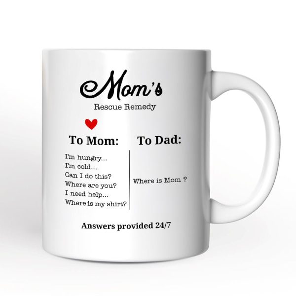 To Mom VS To Dad Funny Personalized Mug with Name, Moms Rescue Remedy Gift To Mom VS To Dad Funny Personalized Mug with Name, Moms Rescue Remedy Gift