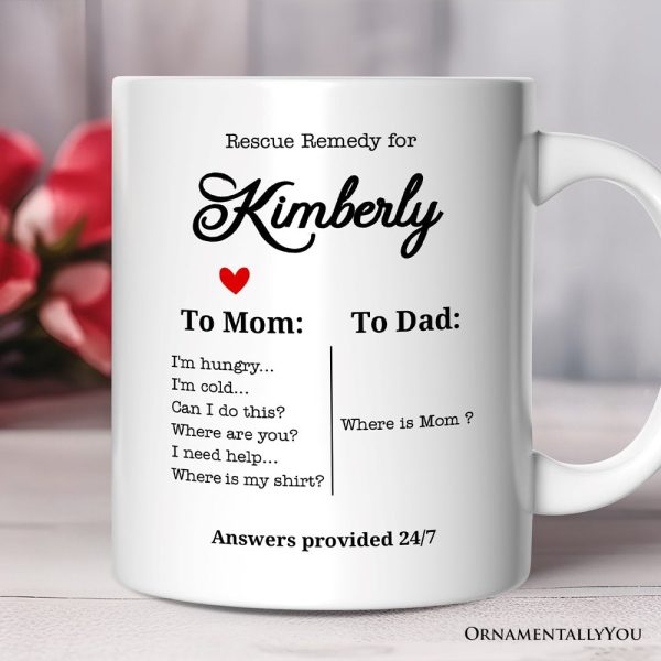 To Mom VS To Dad Funny Personalized Mug with Name, Moms Rescue Remedy Gift To Mom VS To Dad Funny Personalized Mug with Name, Moms Rescue Remedy Gift