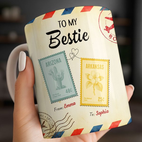 To My Bestie With Postage Stamp Design - Personalized Custom Coffee Mug - BST532_MG To My Bestie With Postage Stamp Design - Personalized Custom Coffee Mug - BST532_MG