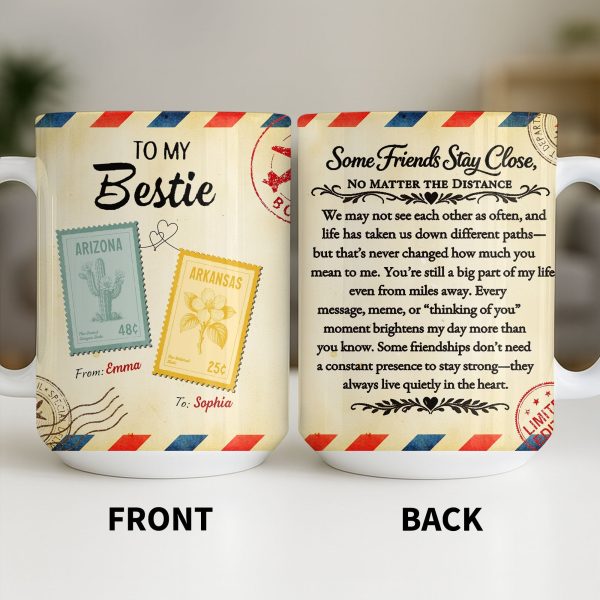 To My Bestie With Postage Stamp Design - Personalized Custom Coffee Mug - BST532_MG To My Bestie With Postage Stamp Design - Personalized Custom Coffee Mug - BST532_MG