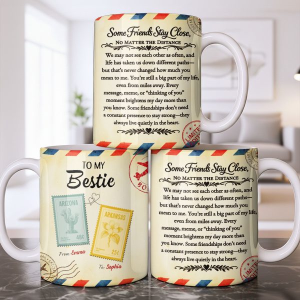 To My Bestie With Postage Stamp Design - Personalized Custom Coffee Mug - BST532_MG To My Bestie With Postage Stamp Design - Personalized Custom Coffee Mug - BST532_MG