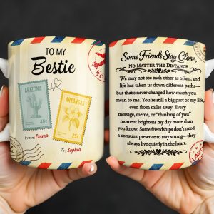 To My Bestie With Postage Stamp Design - Personalized Custom Coffee Mug - BST532_MG