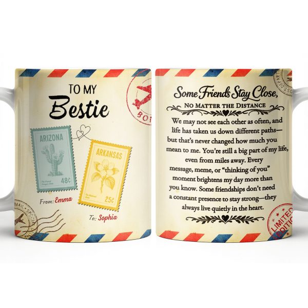 To My Bestie With Postage Stamp Design - Personalized Custom Coffee Mug - BST532_MG To My Bestie With Postage Stamp Design - Personalized Custom Coffee Mug - BST532_MG