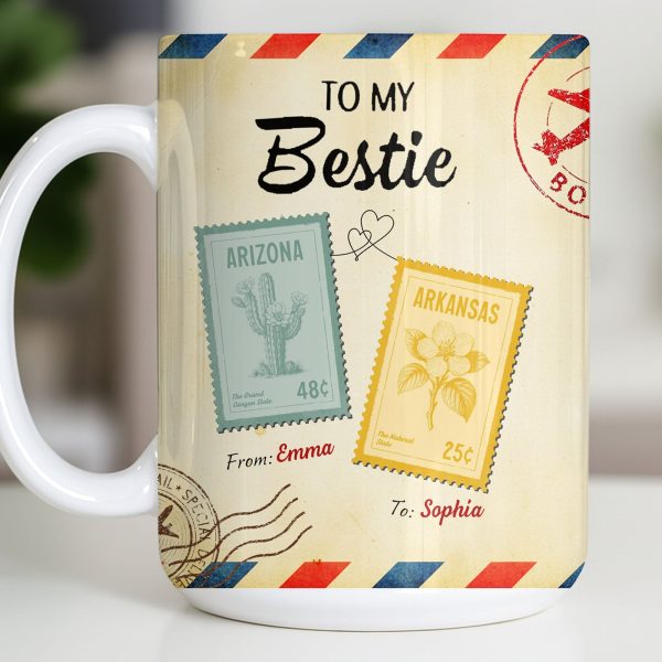 To My Bestie With Postage Stamp Design - Personalized Custom Coffee Mug - BST532_MG To My Bestie With Postage Stamp Design - Personalized Custom Coffee Mug - BST532_MG
