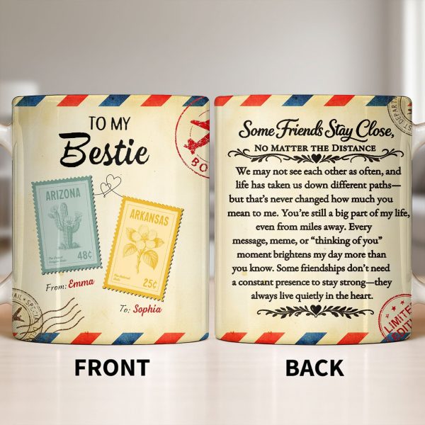 To My Bestie With Postage Stamp Design - Personalized Custom Coffee Mug - BST532_MG To My Bestie With Postage Stamp Design - Personalized Custom Coffee Mug - BST532_MG