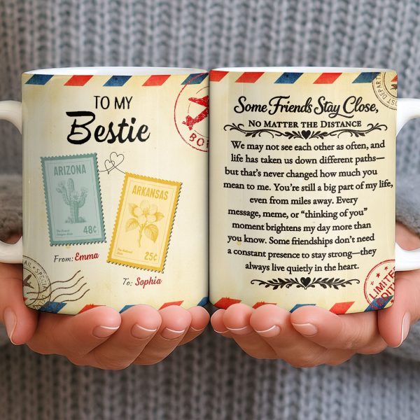 To My Bestie With Postage Stamp Design - Personalized Custom Coffee Mug - BST532_MG To My Bestie With Postage Stamp Design - Personalized Custom Coffee Mug - BST532_MG