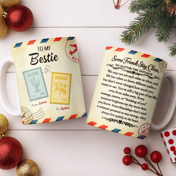 To My Bestie With Postage Stamp Design - Personalized Custom Coffee Mug - BST532_MG To My Bestie With Postage Stamp Design - Personalized Custom Coffee Mug - BST532_MG
