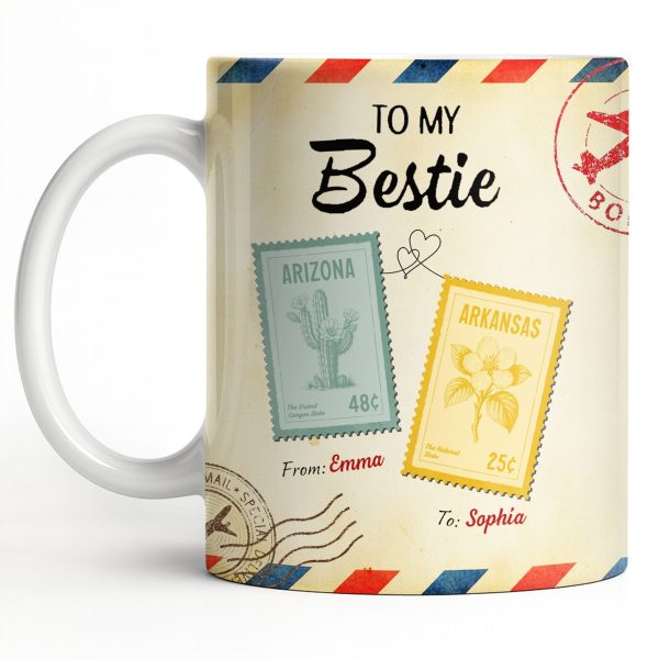 To My Bestie With Postage Stamp Design - Personalized Custom Coffee Mug - BST532_MG To My Bestie With Postage Stamp Design - Personalized Custom Coffee Mug - BST532_MG