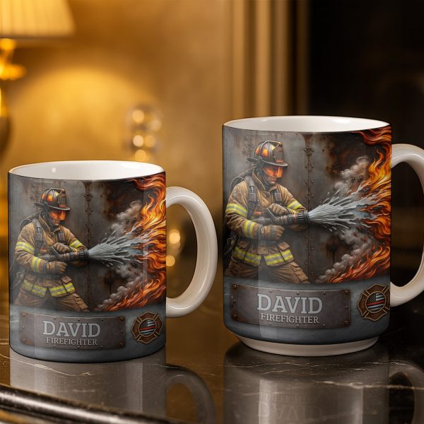 To My Brave Firefighter Your Courage Saves Lives - Personalized Custom Coffee Mug - FIF048_MG