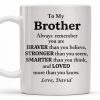 To My Brother, Always Remember You Are Braver, Stronger, Smarter - Personalized Custom Coffee Mug - BST196_MG To My Brother, Always Remember You Are Braver, Stronger, Smarter - Personalized Custom Coffee Mug - BST196_MG