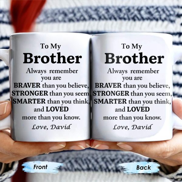 To My Brother, Always Remember You Are Braver, Stronger, Smarter - Personalized Custom Coffee Mug - BST196_MG To My Brother, Always Remember You Are Braver, Stronger, Smarter - Personalized Custom Coffee Mug - BST196_MG
