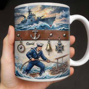 To My Courageous Sailor, Ship And Ocean Waves Design - Personalized Custom Coffee Mug - JBS103_MG