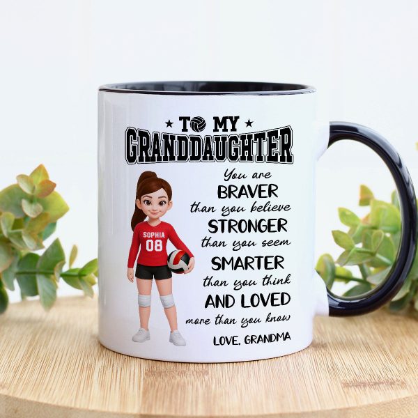 To My Daughter Granddaughter Volleyball Player You Are Braver Than You Think - Personalized Mug To My Daughter Granddaughter Volleyball Player You Are Braver Than You Think - Personalized Mug