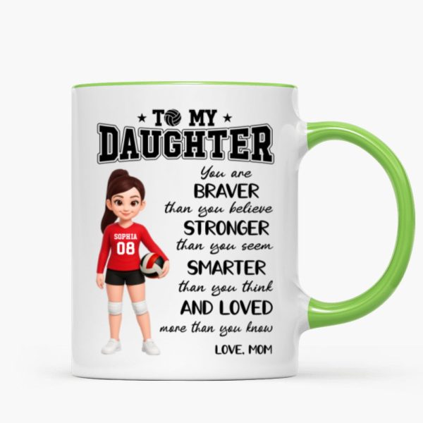 To My Daughter Granddaughter Volleyball Player You Are Braver Than You Think - Personalized Mug To My Daughter Granddaughter Volleyball Player You Are Braver Than You Think - Personalized Mug