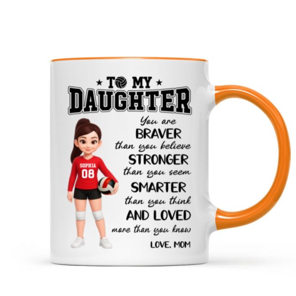 To My Daughter Granddaughter Volleyball Player You Are Braver Than You Think - Personalized Mug To My Daughter Granddaughter Volleyball Player You Are Braver Than You Think - Personalized Mug