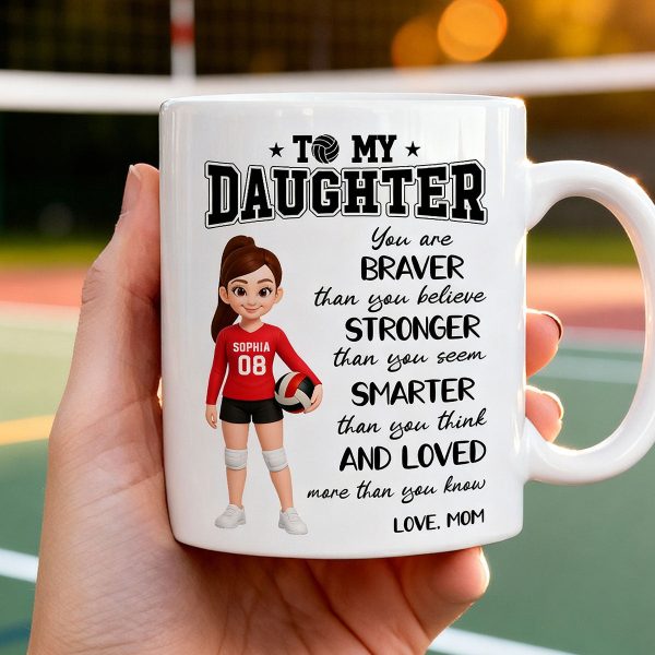 To My Daughter Granddaughter Volleyball Player You Are Braver Than You Think - Personalized Mug To My Daughter Granddaughter Volleyball Player You Are Braver Than You Think - Personalized Mug