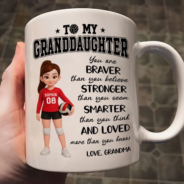 To My Daughter Granddaughter Volleyball Player You Are Braver Than You Think - Personalized Mug To My Daughter Granddaughter Volleyball Player You Are Braver Than You Think - Personalized Mug