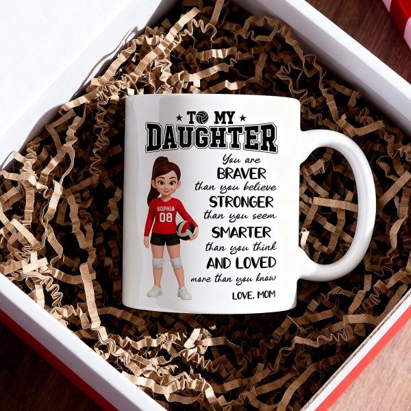 To My Daughter Granddaughter Volleyball Player You Are Braver Than You Think - Personalized Mug To My Daughter Granddaughter Volleyball Player You Are Braver Than You Think - Personalized Mug