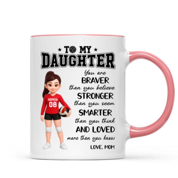 To My Daughter Granddaughter Volleyball Player You Are Braver Than You Think - Personalized Mug To My Daughter Granddaughter Volleyball Player You Are Braver Than You Think - Personalized Mug
