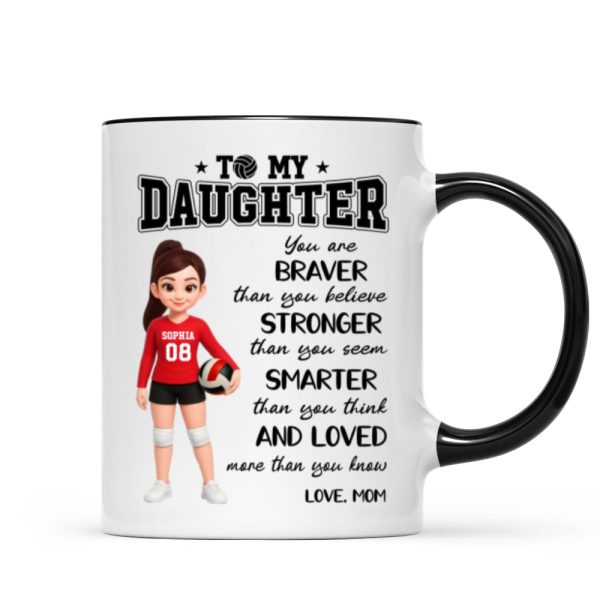 To My Daughter Granddaughter Volleyball Player You Are Braver Than You Think - Personalized Mug To My Daughter Granddaughter Volleyball Player You Are Braver Than You Think - Personalized Mug
