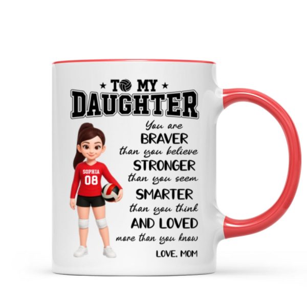 To My Daughter Granddaughter Volleyball Player You Are Braver Than You Think - Personalized Mug To My Daughter Granddaughter Volleyball Player You Are Braver Than You Think - Personalized Mug