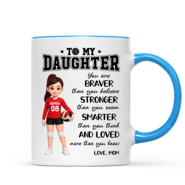 To My Daughter Granddaughter Volleyball Player You Are Braver Than You Think - Personalized Mug To My Daughter Granddaughter Volleyball Player You Are Braver Than You Think - Personalized Mug