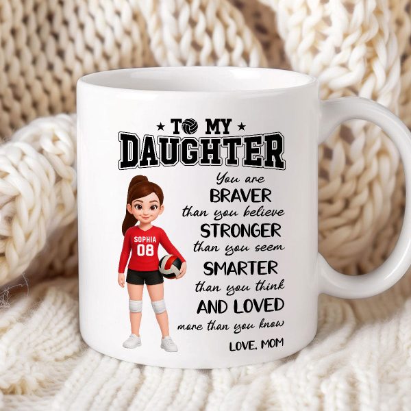 To My Daughter Granddaughter Volleyball Player You Are Braver Than You Think - Personalized Mug To My Daughter Granddaughter Volleyball Player You Are Braver Than You Think - Personalized Mug