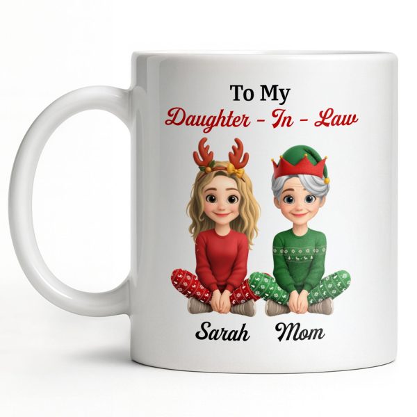 To My Daughter-In-Law, Thank You For Loving My Son, Christmas Reindeer Antlers - Personalized Custom Coffee Mug - DILA062_MG