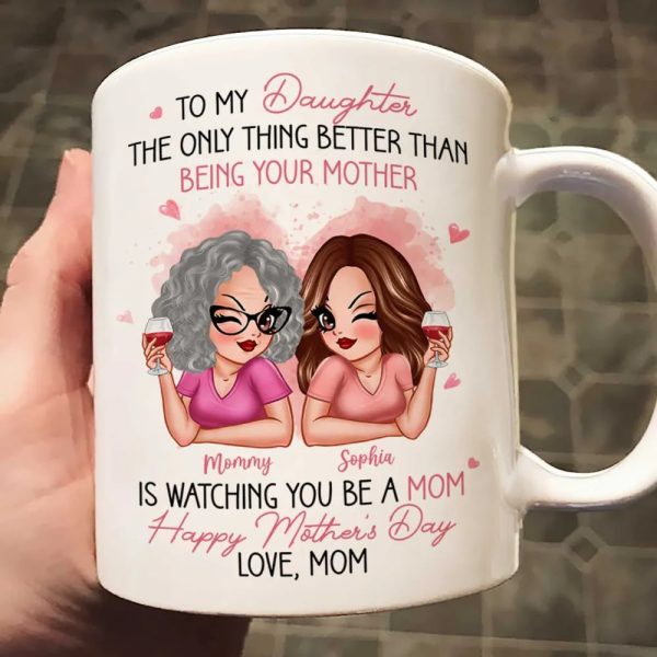 To My Daughter Personalized Ceramic Mug , Perfect Gift for Mother and Daughter, Featuring a Fun Design with Winking Characters To My Daughter Personalized Ceramic Mug , Perfect Gift for Mother and Daughter, Featuring a Fun Design with Winking Characters