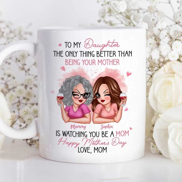 To My Daughter Personalized Ceramic Mug , Perfect Gift for Mother and Daughter, Featuring a Fun Design with Winking Characters To My Daughter Personalized Ceramic Mug , Perfect Gift for Mother and Daughter, Featuring a Fun Design with Winking Characters