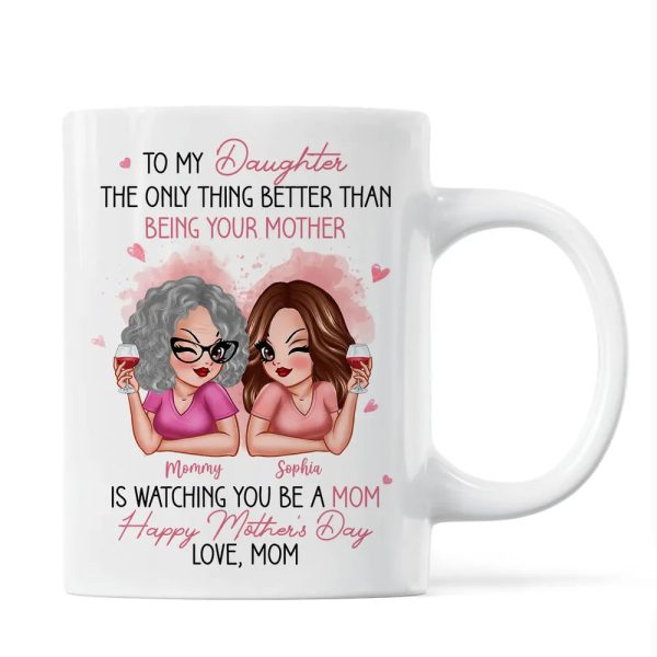 To My Daughter Personalized Ceramic Mug , Perfect Gift for Mother and Daughter, Featuring a Fun Design with Winking Characters To My Daughter Personalized Ceramic Mug , Perfect Gift for Mother and Daughter, Featuring a Fun Design with Winking Characters