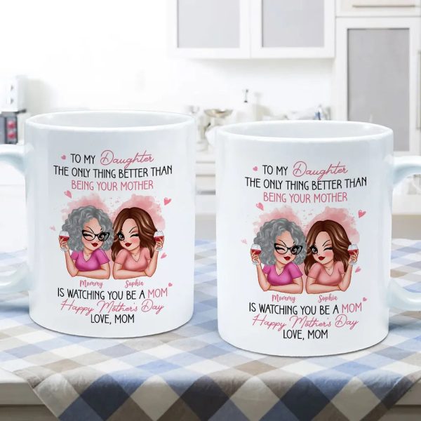 To My Daughter Personalized Ceramic Mug , Perfect Gift for Mother and Daughter, Featuring a Fun Design with Winking Characters To My Daughter Personalized Ceramic Mug , Perfect Gift for Mother and Daughter, Featuring a Fun Design with Winking Characters