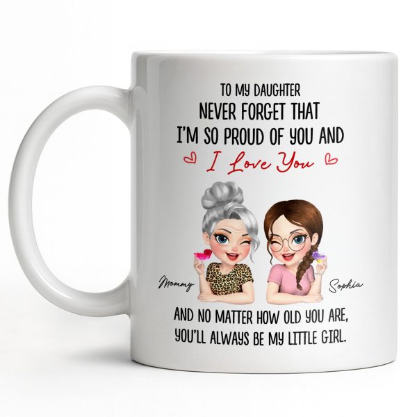 To My Daughter, Proud Of You, Always My Little Girl - Personalized Custom Coffee Mug - DAU247_MG