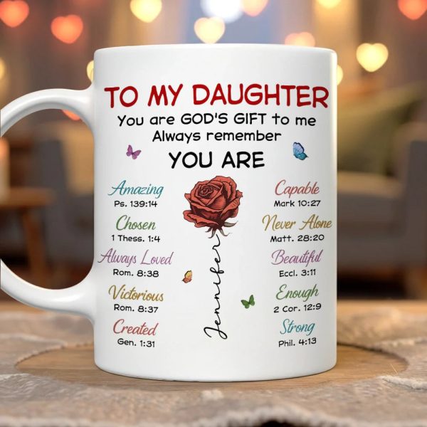 To My Daughter You Are God's Gift Ceramic Mug, Personalized Name Coffee Mug, Faith Inspired Daily Reminder Gift