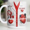 To My Favorite Doctor Highlighting Medical Tools and Heartbeat - Personalized Custom Coffee Mug - DOC085_MG