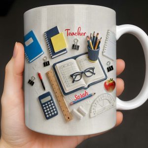 To My Favorite Teacher Stationery and Apple Design - Personalized Custom Coffee Mug - TEACH067_MG