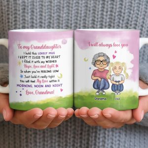 To My Granddaughter Feel My Love Morning Noon And Night - Personalized Custom Coffee Mug - GDT534_MG