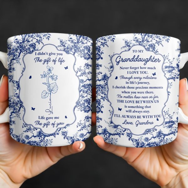 To My Granddaughter, Never Forget How Much I Love You, Flowers And Decorative Borders - Personalized Custom Coffee Mug - GDT296_MG To My Granddaughter, Never Forget How Much I Love You, Flowers And Decorative Borders - Personalized Custom Coffee Mug - GDT296_MG