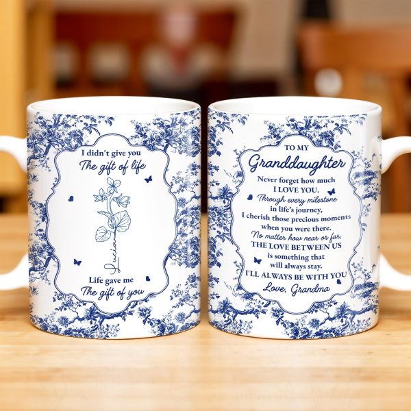To My Granddaughter, Never Forget How Much I Love You, Flowers And Decorative Borders - Personalized Custom Coffee Mug - GDT296_MG To My Granddaughter, Never Forget How Much I Love You, Flowers And Decorative Borders - Personalized Custom Coffee Mug - GDT296_MG