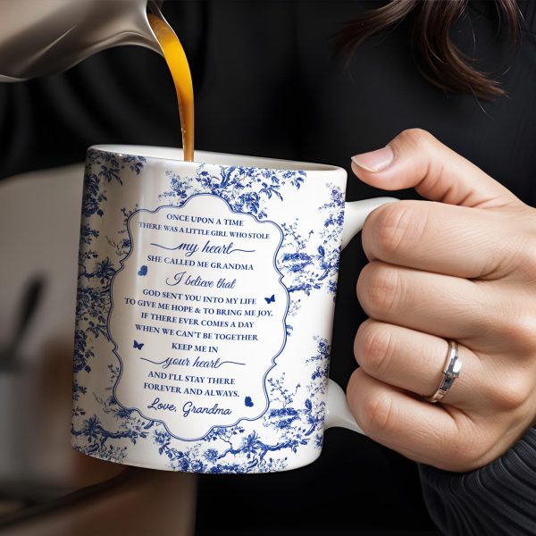 To My Granddaughter, Once Upon A Time There Was A Little Girl Who Stole My Heart, Floral Patterns - Personalized Custom Coffee Mug - GDT297_MG