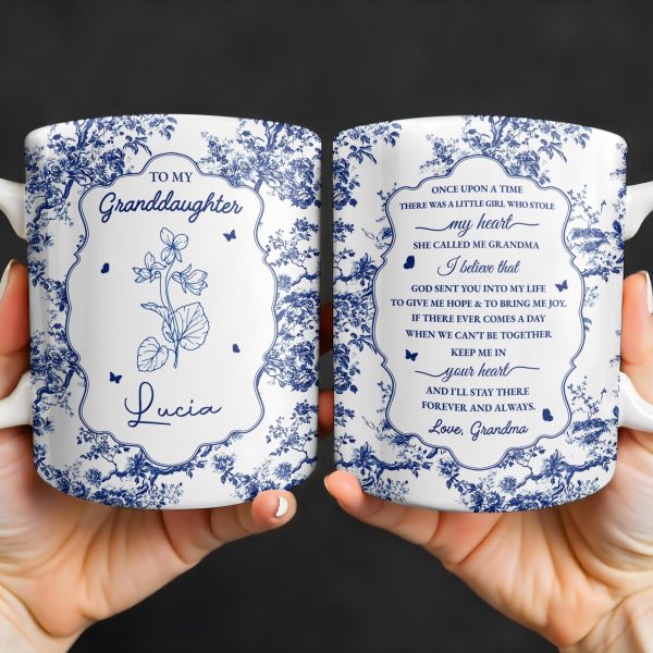 To My Granddaughter, Once Upon A Time There Was A Little Girl Who Stole My Heart, Floral Patterns - Personalized Custom Coffee Mug - GDT297_MG