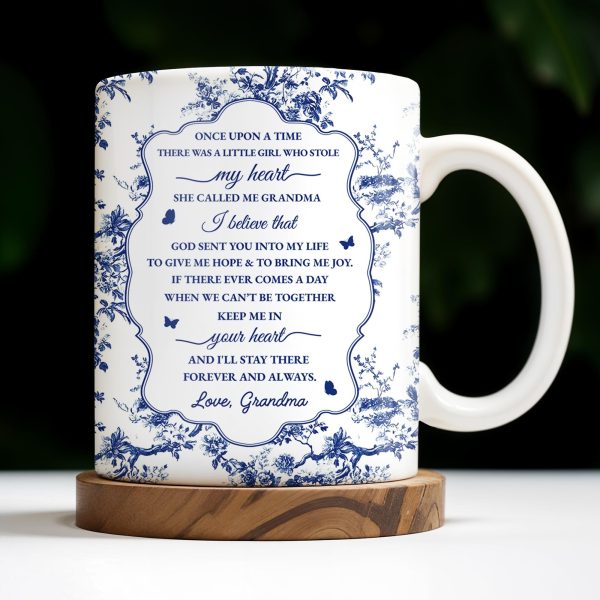 To My Granddaughter, Once Upon A Time There Was A Little Girl Who Stole My Heart, Floral Patterns - Personalized Custom Coffee Mug - GDT297_MG