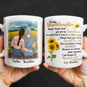 To My Granddaughter You Are My Sunshine Sunflower Mug - Personalized Custom Coffee Mug - GDT322_MG