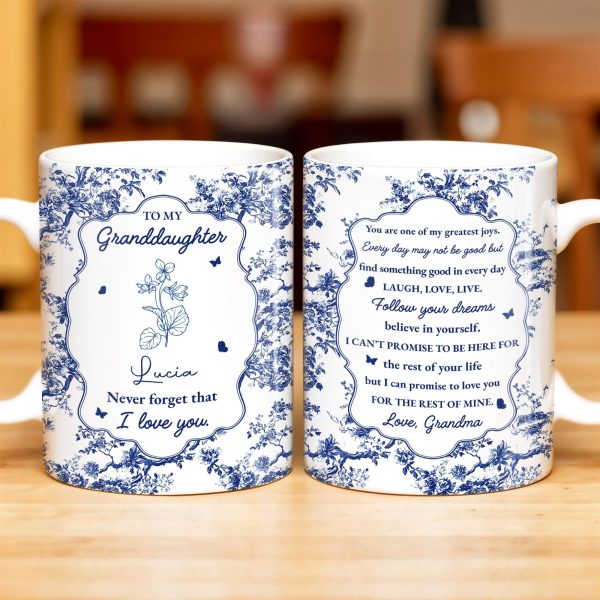 To My Granddaughter, You Are One Of My Greatest Joys, Floral Pattern - Personalized Custom Coffee Mug - GDT298_MG