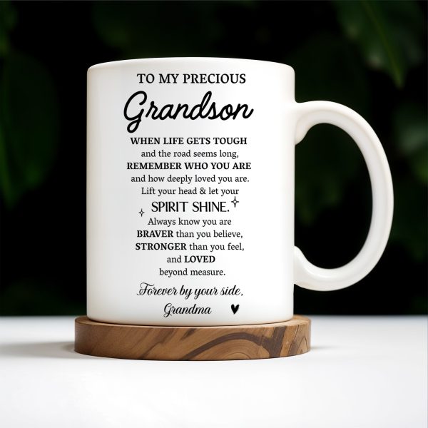 To My Grandson, Forever By Your Side, Encouragement Mug With Pansy Flower - Personalized Custom Coffee Mug - GSN020_MG To My Grandson, Forever By Your Side, Encouragement Mug With Pansy Flower - Personalized Custom Coffee Mug - GSN020_MG