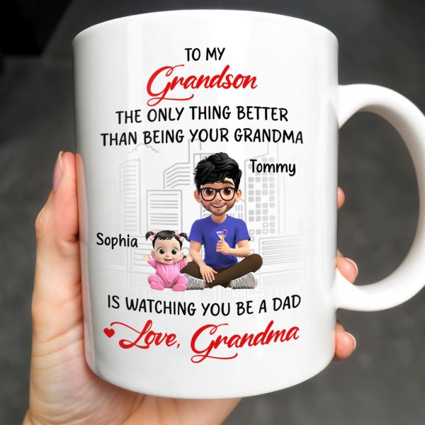 To My Grandson, The Only Thing Better Than Being Your Grandma, Family and Cityscape - Personalized Custom Coffee Mug - GSN057_MG