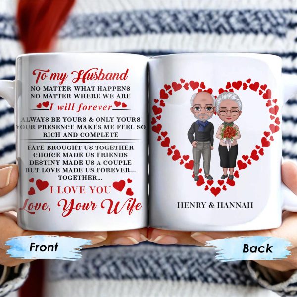 To My Husband Forever Love Message With Hearts And Couple - Personalized Custom Coffee Mug - CPL262_MG To My Husband Forever Love Message With Hearts And Couple - Personalized Custom Coffee Mug - CPL262_MG