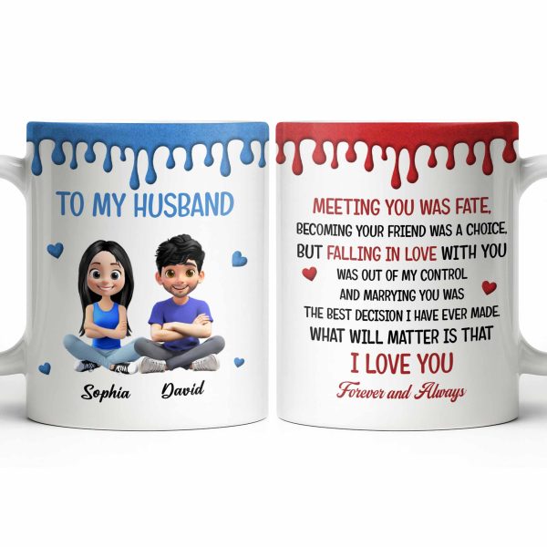 To My Husband, Meeting You Was Fate, Cartoon Couple - Personalized Custom Coffee Mug - CPL1209_MG To My Husband, Meeting You Was Fate, Cartoon Couple - Personalized Custom Coffee Mug - CPL1209_MG
